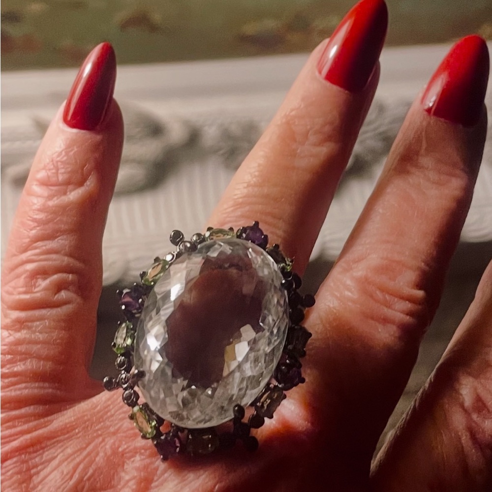Authentic Quartz And Gemstone Ring - image 1
